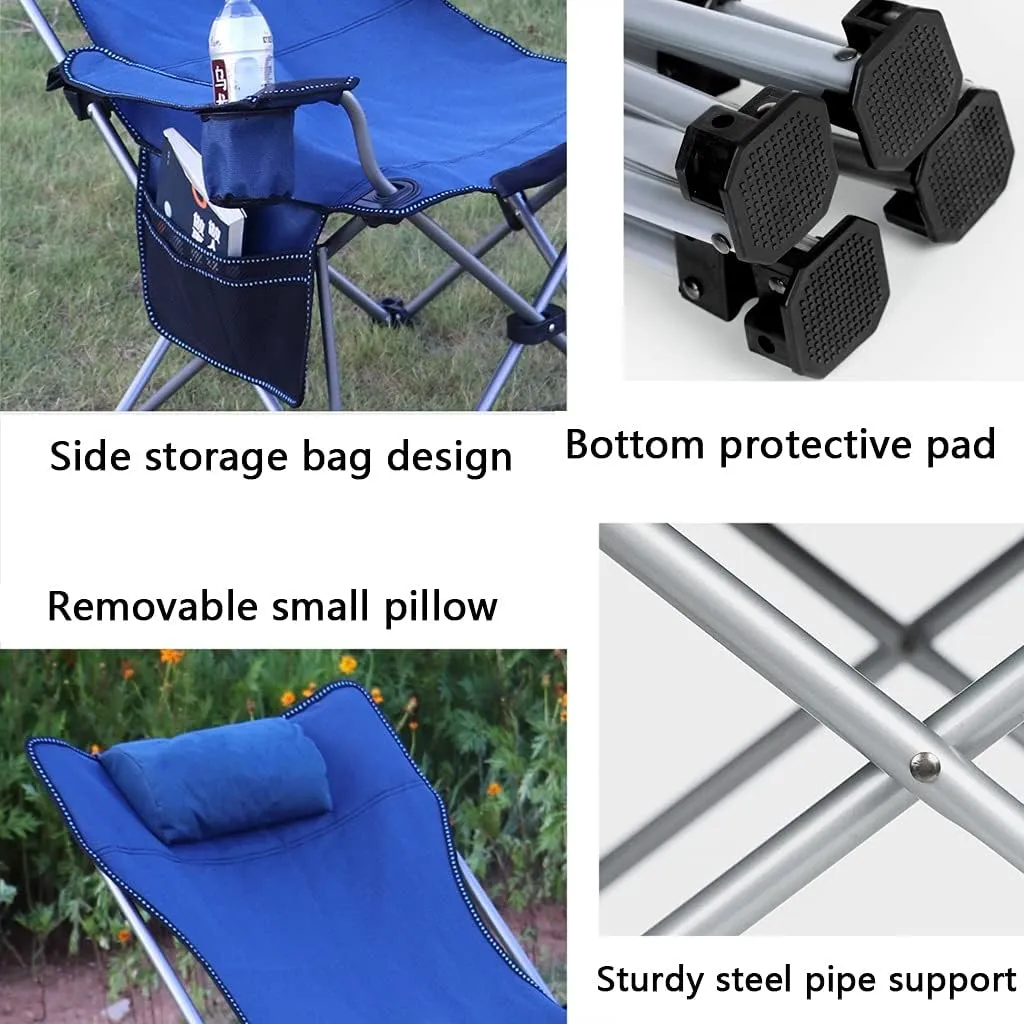 Camping Chair Outdoor Folding Fishing Chairs Siesta Recliner Bed Camping Beach Chair High Back Camping Chair with Pillow (Color : Green, Size : 50 * 58 * 90cm)