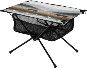 Camping Table Lightweight Portable Folding Table with Mesh Storage Net Black Horses Ideal for Camping Hiking Beach Picnic Travel Backyard