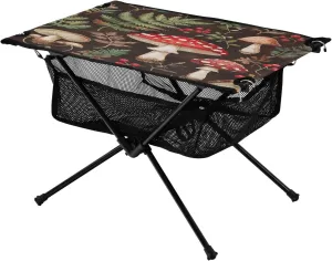 Camping Table Lightweight Portable Folding Table with Mesh Storage Net Mushroom Plant Ideal for Camping Hiking Beach Picnic Travel Backyard
