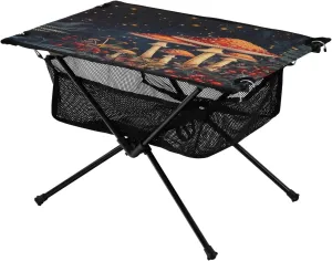 Camping Table Lightweight Portable Folding Table with Mesh Storage Net Mushroom Star Ideal for Camping Hiking Beach Picnic Travel Backyard