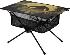 Camping Table Lightweight Portable Folding Table with Mesh Storage Net Orangutan Bigfoot Moon Ideal for Camping Hiking Beach Picnic Travel Backyard