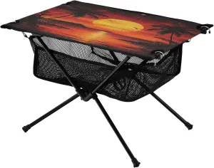 Camping Table Lightweight Portable Folding Table with Mesh Storage Net Tree Tropical Coastal Areas Ideal for Camping Hiking Beach Picnic Travel Backyard