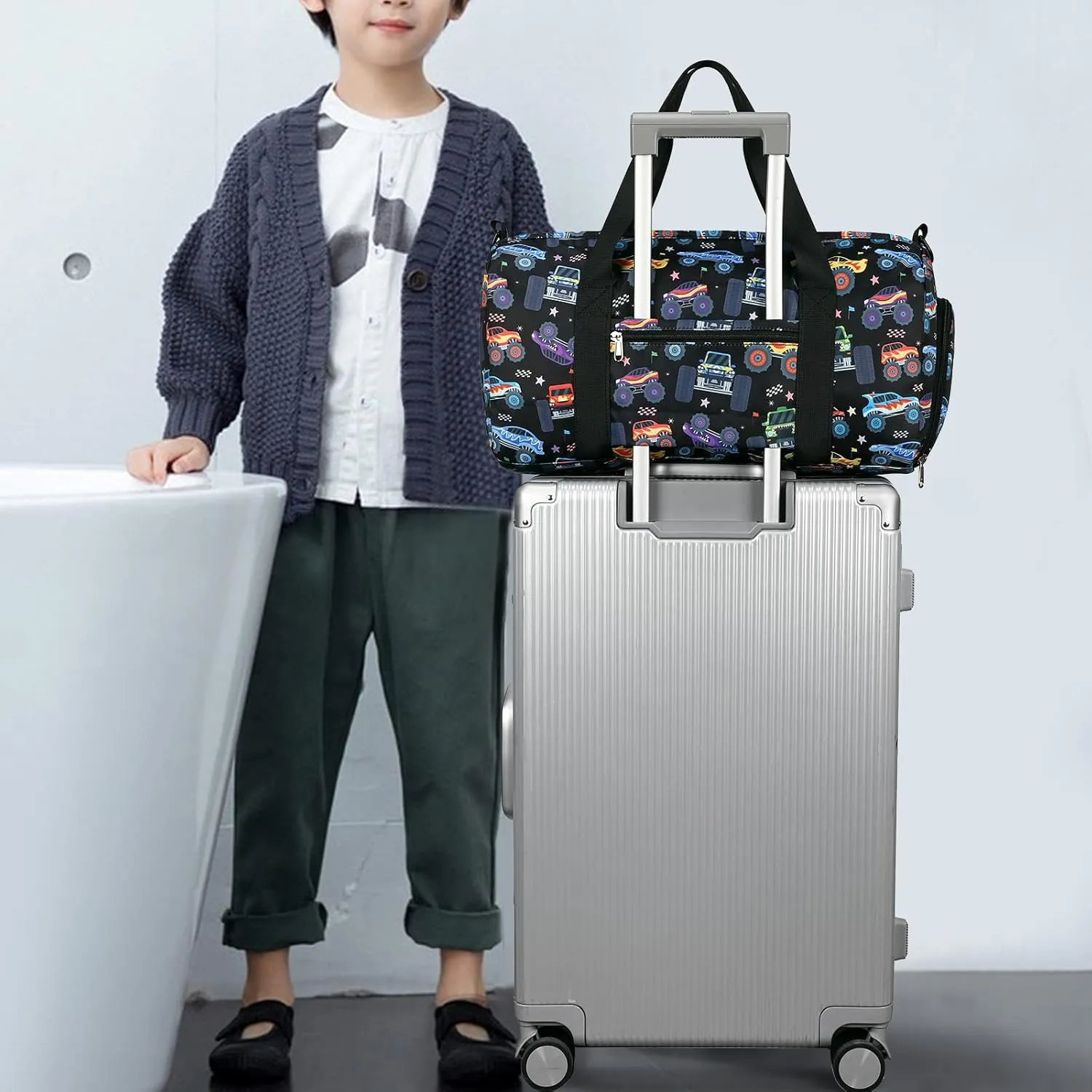 CAMTOP Kids Duffel Bag Boys Toddler Overnight Bag Small Weekender Carry-On Tote for Travel Gym Sport