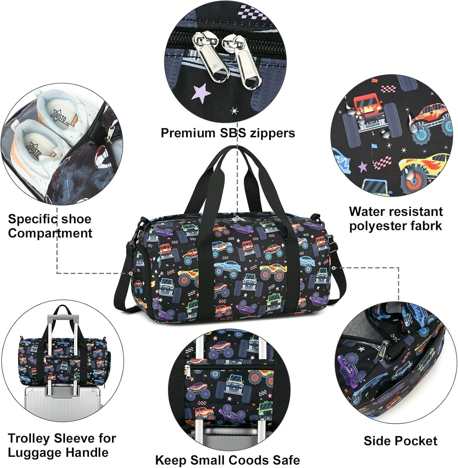 CAMTOP Kids Duffel Bag Boys Toddler Overnight Bag Small Weekender Carry-On Tote for Travel Gym Sport