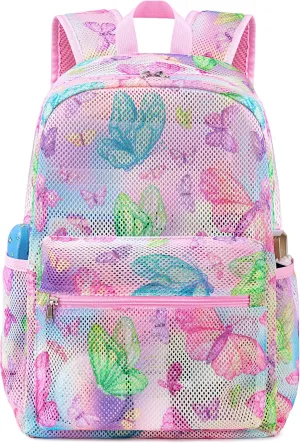 CAMTOP Mesh Backpack Kids Boys Girls Bookbag See Through Preschool Backpacks Casual Daypack for School Beach Travel Swim(Age 3-8 Years)