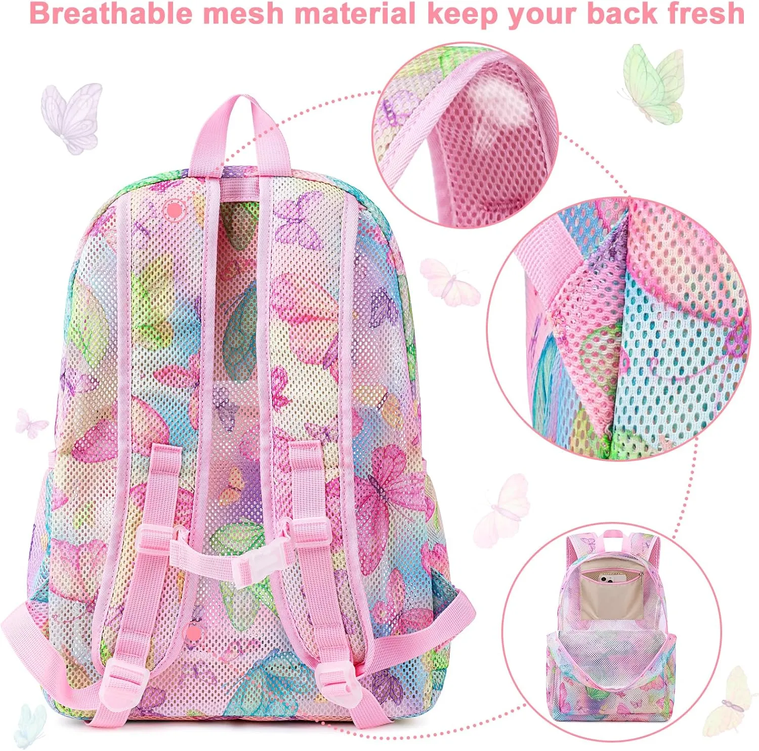 CAMTOP Mesh Backpack Kids Boys Girls Bookbag See Through Preschool Backpacks Casual Daypack for School Beach Travel Swim(Age 3-8 Years)