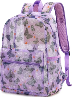 CAMTOP Mesh Backpack Kids Girls Boys Bookbag See Through Preschool Backpacks Casual Daypack for School Beach Travel Swim(Age 3-8 Years)