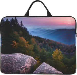 Canadian Smokey Mountain Cliff 14in Laptop Case Sleeve Bag – Shoulder Messenger Briefcase Carrying Handle and Accessory Pocket