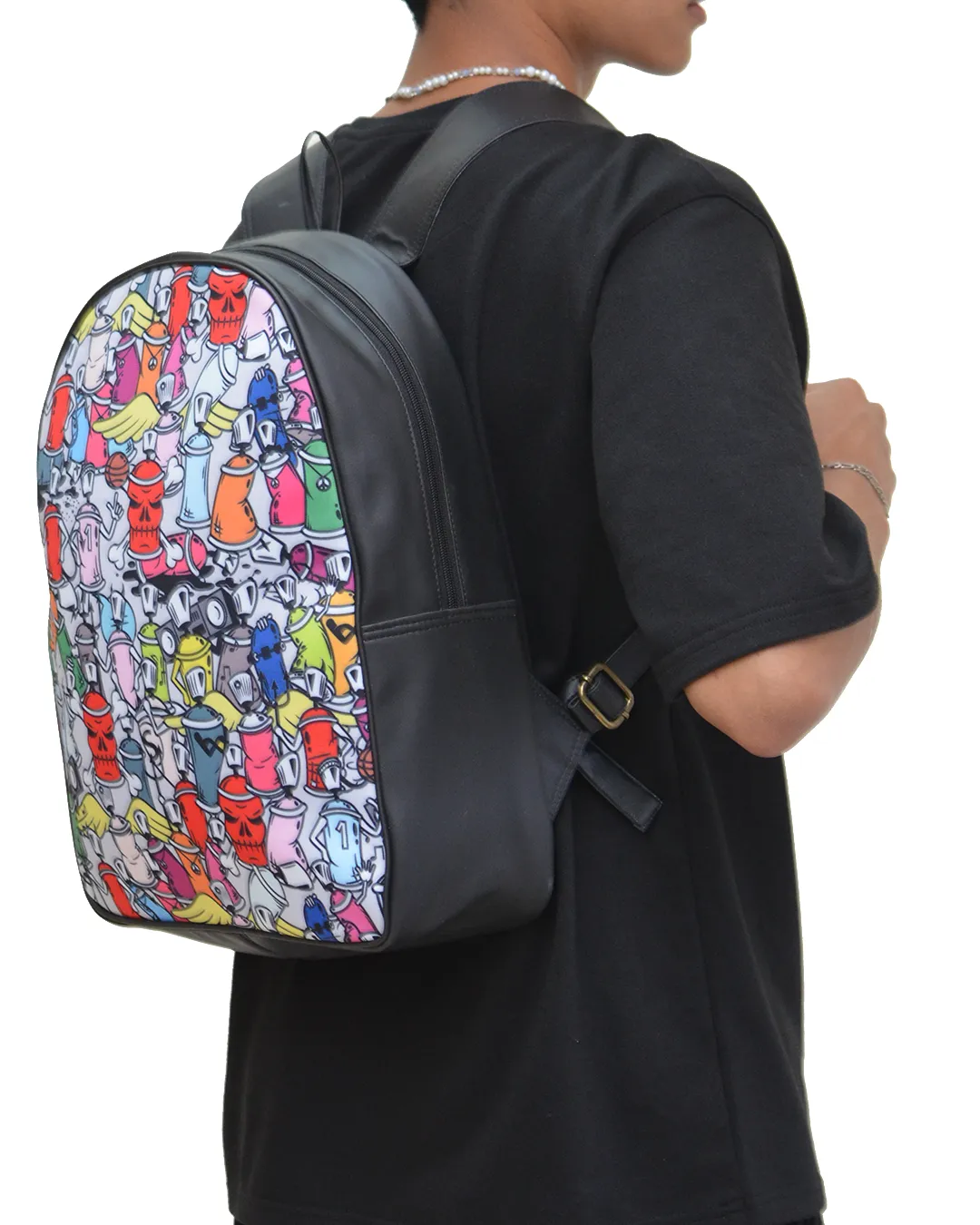 Cans D Faux Leather Backpack