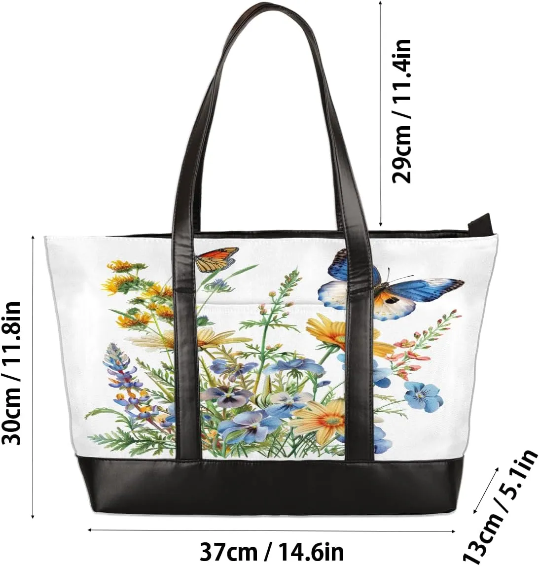 Canvas Laptop Tote Bag for Women Art Autism Word 15.6 Inch Large Capacity Computer Bag