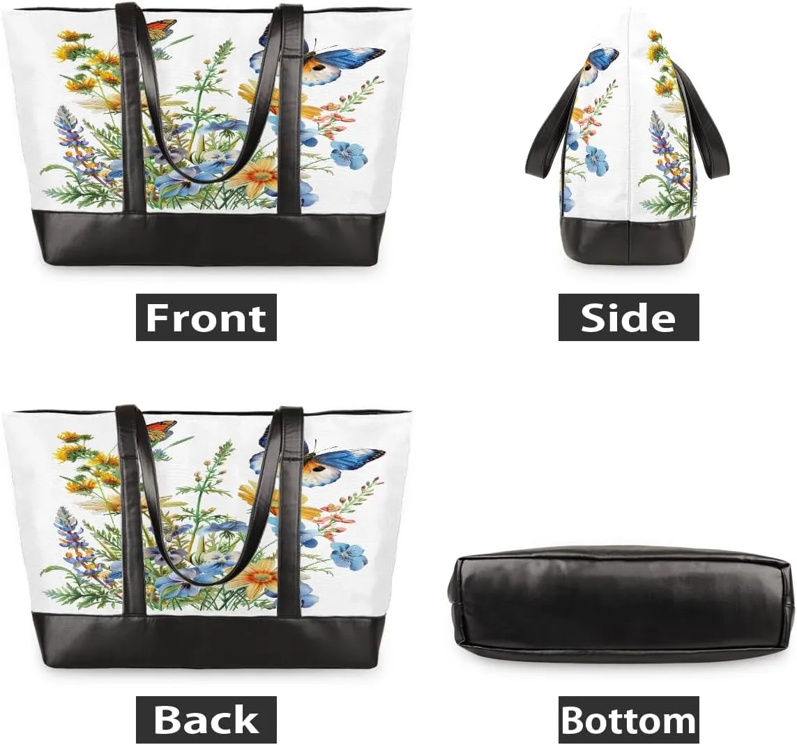 Canvas Laptop Tote Bag for Women Art Autism Word 15.6 Inch Large Capacity Computer Bag