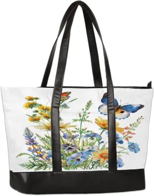 Canvas Laptop Tote Bag for Women Art Autism Word 15.6 Inch Large Capacity Computer Bag
