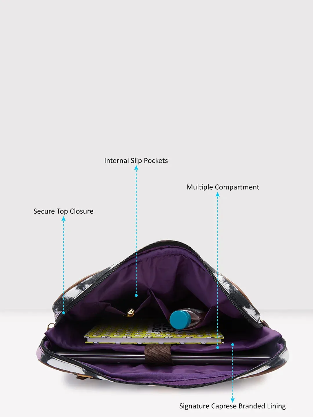 Caprese Enora Large Black Laptop Bag