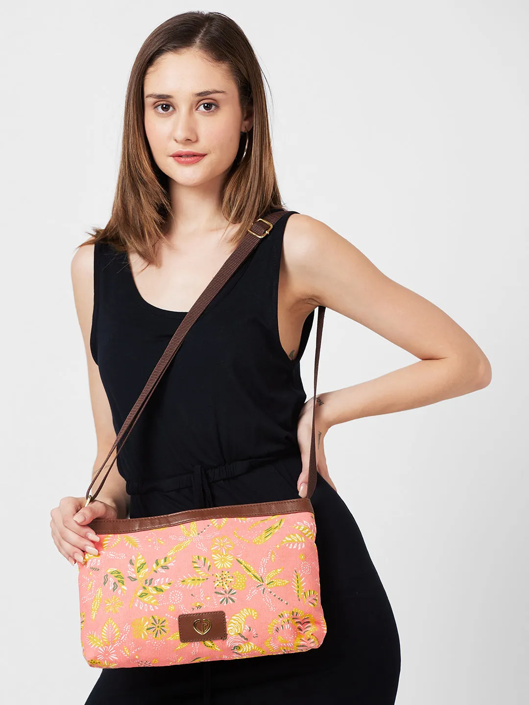 Caprese Hazel Large Coral Sling Bag