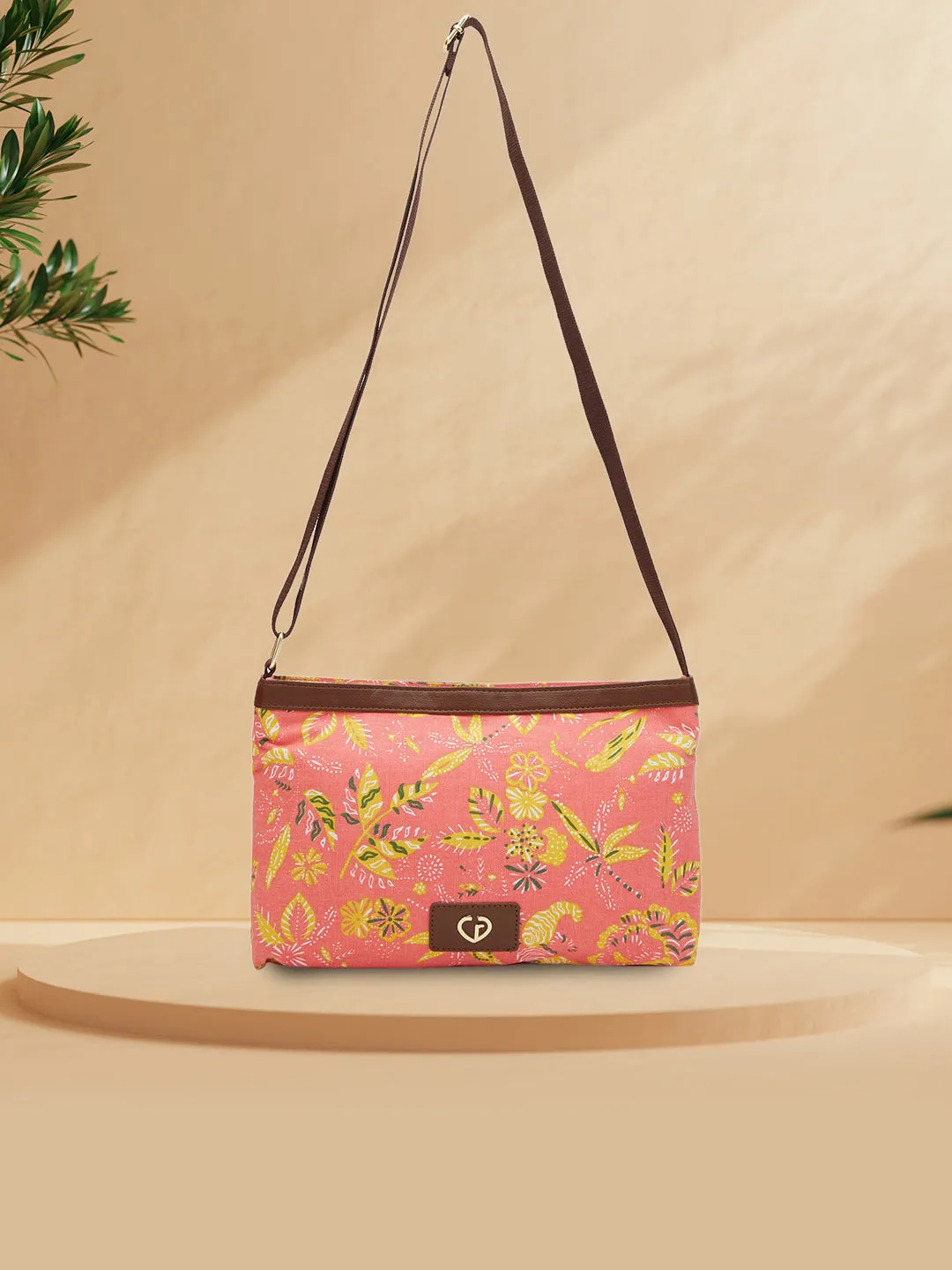 Caprese Hazel Large Coral Sling Bag