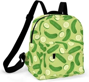 Cartoon Cucumber Pattern Backpacks Laptop Mini Backpacks for Women Travel Shoulder Bag Bookbag Rucksack Daypack 10 Inch