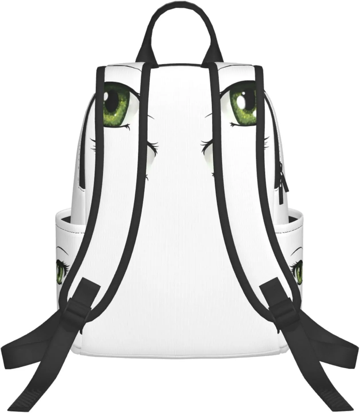 Cartoon Cute Green Eyes Casual Backpacks Large Capacity Laptop Backpack Sports Rucksack Travel Daypack Adjustable Shoulder Strap Work Bag for Outdoor Camping