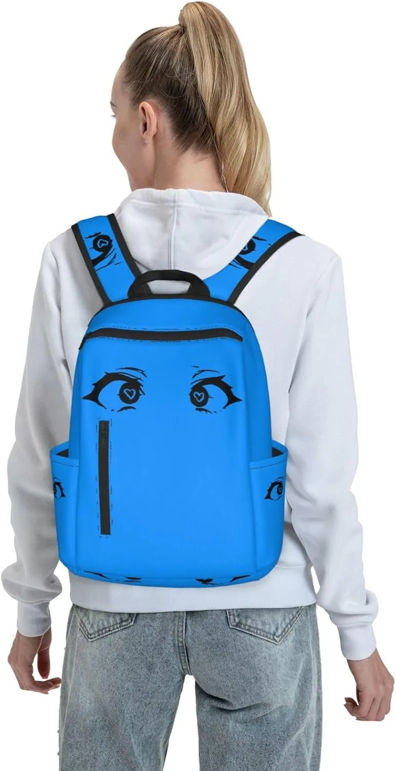 Cartoon Cute Hearts Eyes Casual Backpacks Large Capacity Laptop Backpack Sports Rucksack Travel Daypack Adjustable Shoulder Strap Work Bag for Outdoor Camping