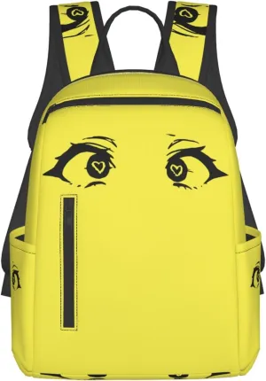 Cartoon Cute Hearts Eyes Casual Backpacks Large Capacity Laptop Backpack Sports Rucksack Travel Daypack Adjustable Shoulder Strap Work Bag for Outdoor Camping