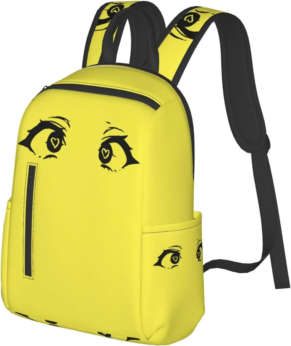 Cartoon Cute Hearts Eyes Casual Backpacks Large Capacity Laptop Backpack Sports Rucksack Travel Daypack Adjustable Shoulder Strap Work Bag for Outdoor Camping