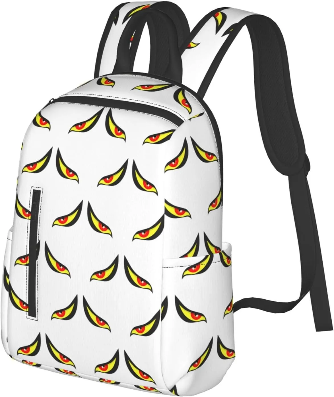Cartoon Evilly Black Yellow Eyes Casual Backpacks Large Capacity Laptop Backpack Sports Fitness Rucksack Travel Carry-On Daypack Adjustable Shoulder Strap Work Bag for Outdoor Camping