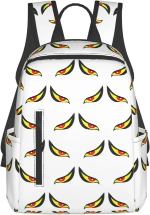 Cartoon Evilly Black Yellow Eyes Casual Backpacks Large Capacity Laptop Backpack Sports Fitness Rucksack Travel Carry-On Daypack Adjustable Shoulder Strap Work Bag for Outdoor Camping