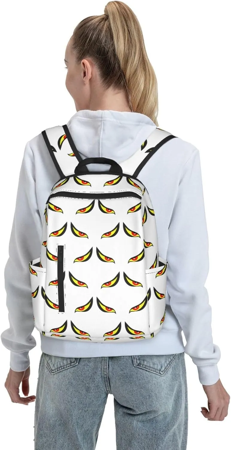 Cartoon Evilly Black Yellow Eyes Casual Backpacks Large Capacity Laptop Backpack Sports Fitness Rucksack Travel Carry-On Daypack Adjustable Shoulder Strap Work Bag for Outdoor Camping