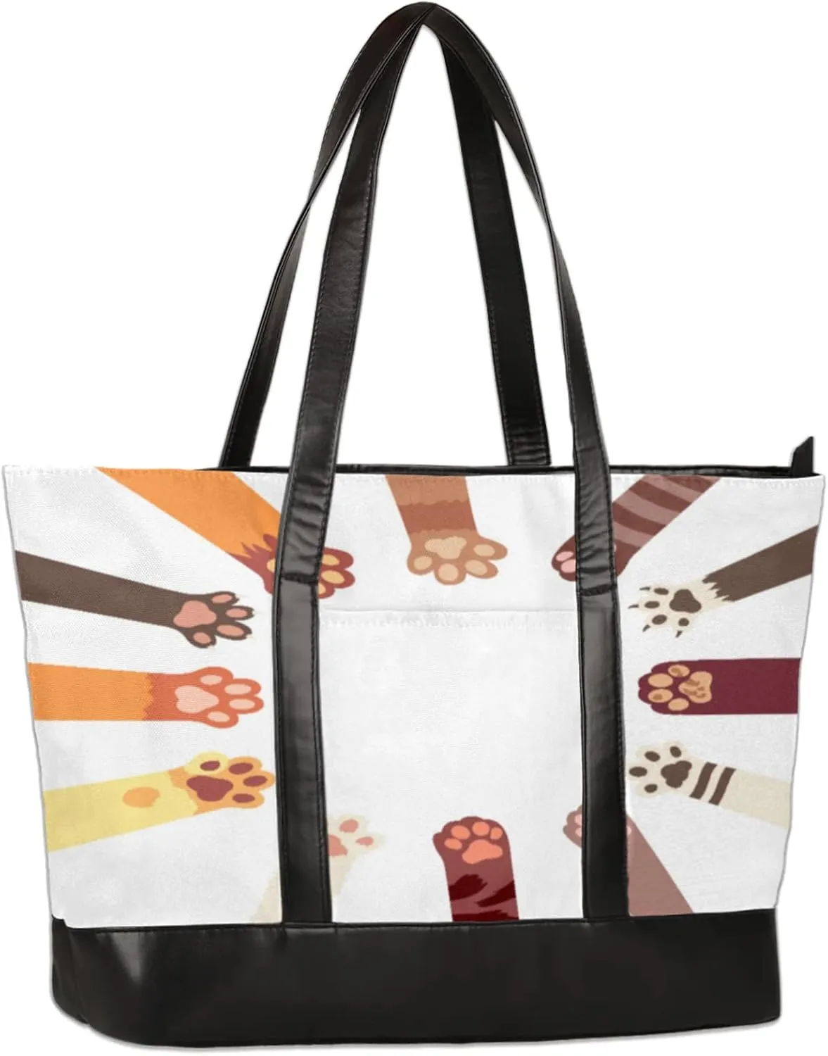 Cat's Paw Laptop Tote Bag for Women Lightweight Work Purse with Multiple Compartments Fits 13-15.6 Inch Laptop Tablet Shoulder Bag for Office Travel Daily Use