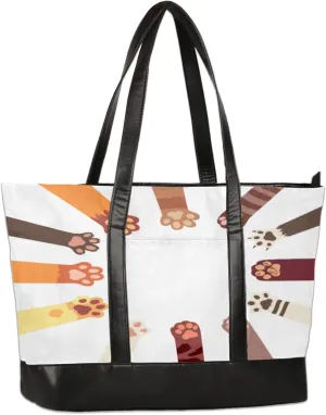 Cat's Paw Laptop Tote Bag for Women Lightweight Work Purse with Multiple Compartments Fits 13-15.6 Inch Laptop Tablet Shoulder Bag for Office Travel Daily Use
