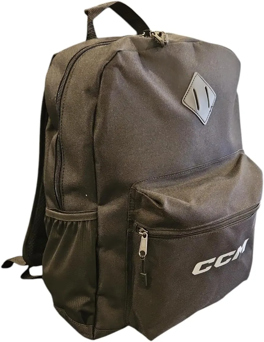 CCM Hockey Basic Backpack, 600D Polyester, Padded Straps, Laptop Pocket, Black
