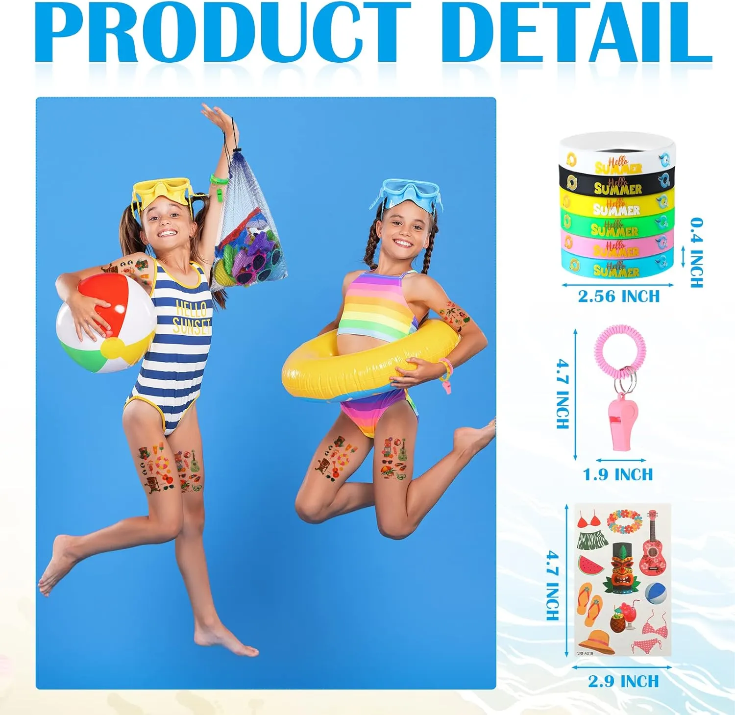 Ceenna Beach Pool Party Favors Swimming Pool Toys Include Inflatable Balls Mini Water Shooting Toys Sunglasses Drawstring Backpacks Whistles Summer Birthday Party Stuffers Supplies(Beach Theme)