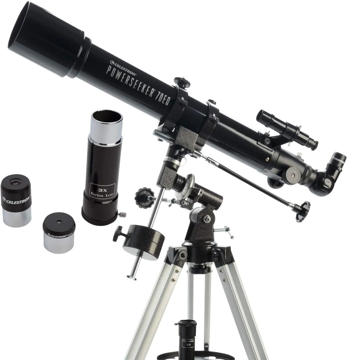 Celestron - PowerSeeker 70EQ Telescope - Manual German Equatorial Telescope for Beginners - Compact and Portable - Bonus Astronomy Software Package - 70mm Aperture