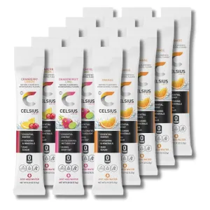 Celsius Energy Drink Powder Sticks – 15-Count Top Trending Flavor Pack with Zero Sugar & 200mg Caffeine | On-the-Go Clean Energy for Travel, Gym, or Work | Bundled by Mix It Up Munchies | Healthy Gift Box Idea