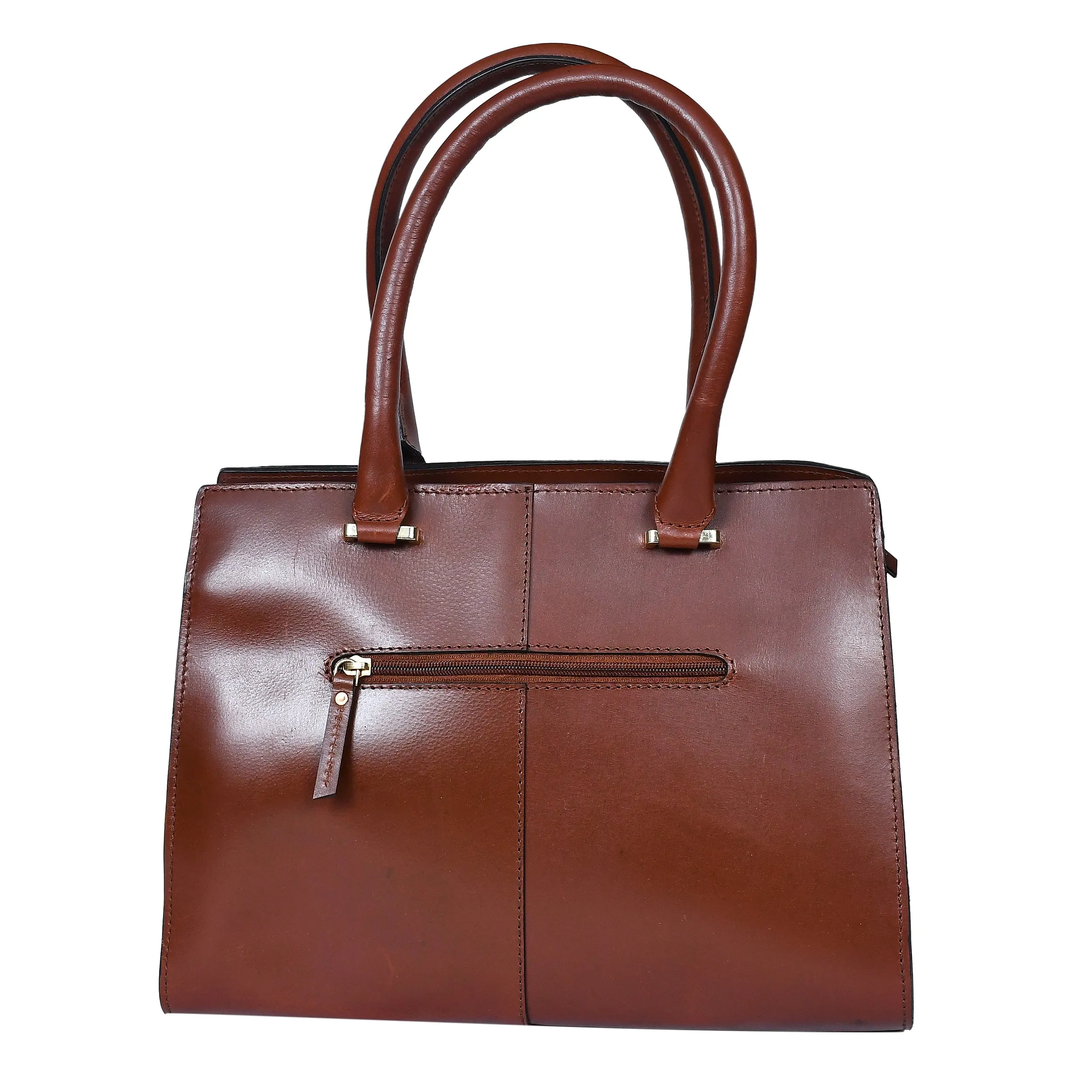 Celtic brown color pure leather tote bag for women and girls | with designer look, Art: BG-1573
