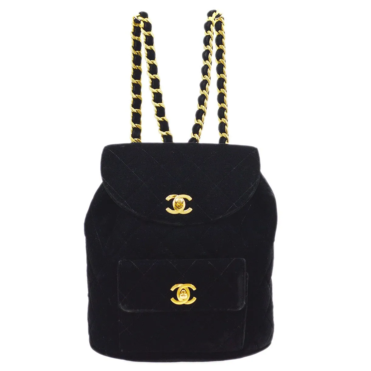 CHANEL * 1990s Black Velvet DUMA Backpack Medium