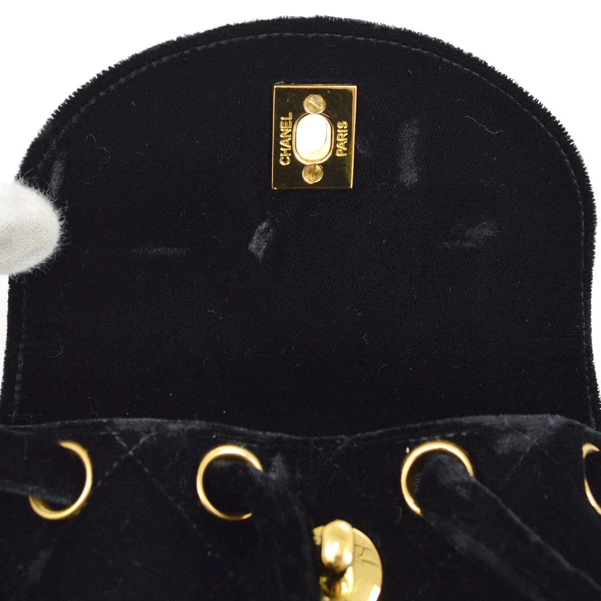 CHANEL * 1994-1996 Black Velvet Duma Backpack Small