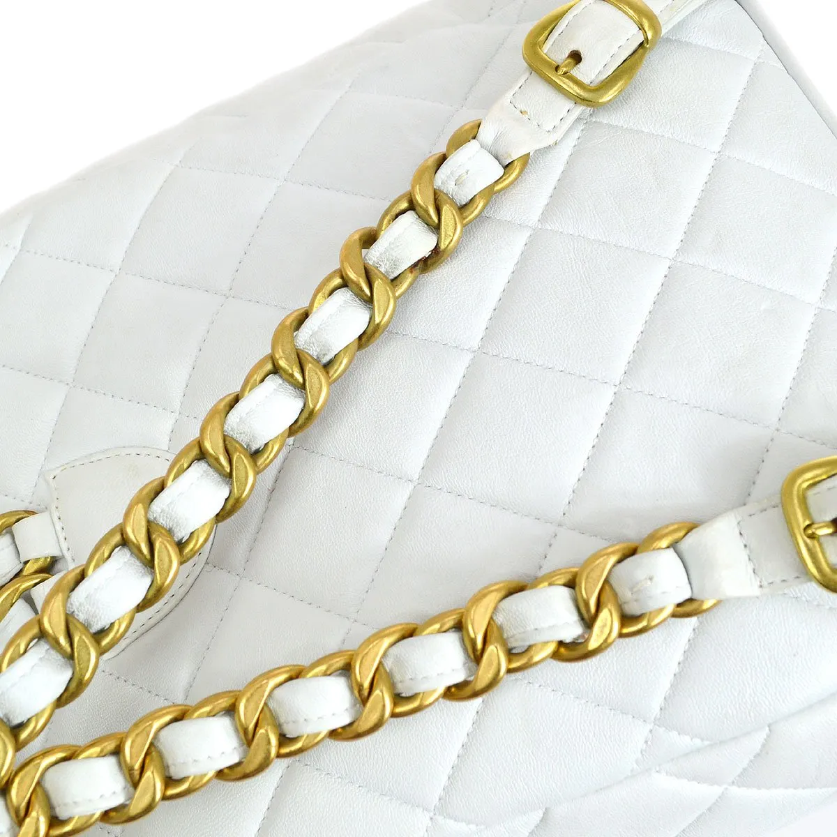 CHANEL * 1994-1996 DUMA Backpack Medium White Lambskin