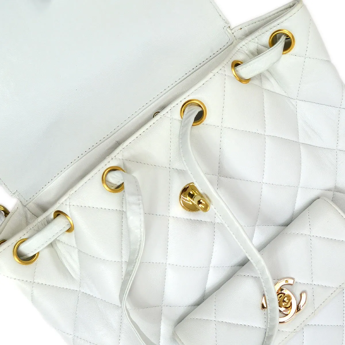 CHANEL * 1994-1996 DUMA Backpack Medium White Lambskin