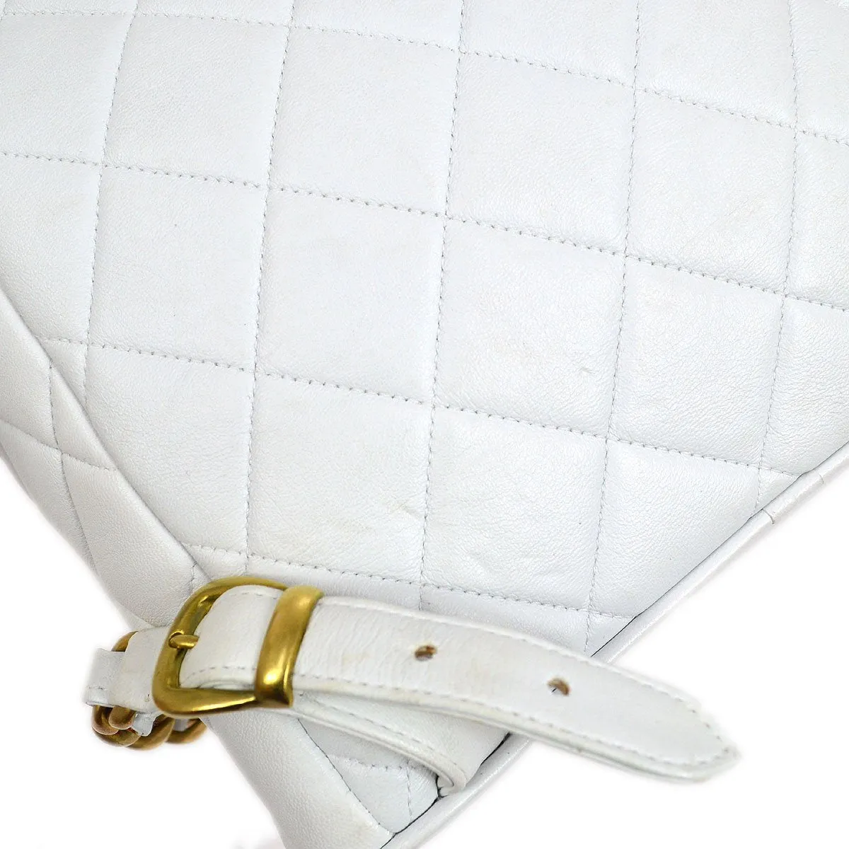 CHANEL * 1994-1996 DUMA Backpack Medium White Lambskin