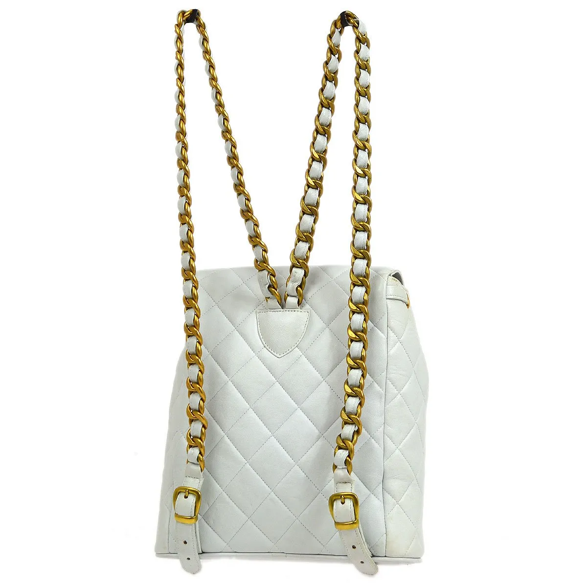 CHANEL * 1994-1996 DUMA Backpack Medium White Lambskin