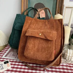 Charming Corduroy Cutie 🎀✨ Large Tote for Stylish Adventures! 👜🌼