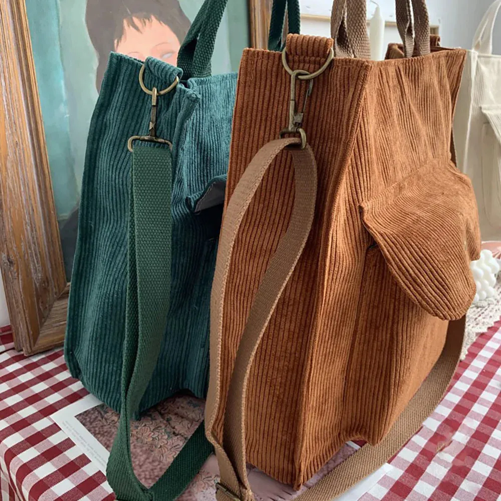Charming Corduroy Cutie 🎀✨ Large Tote for Stylish Adventures! 👜🌼