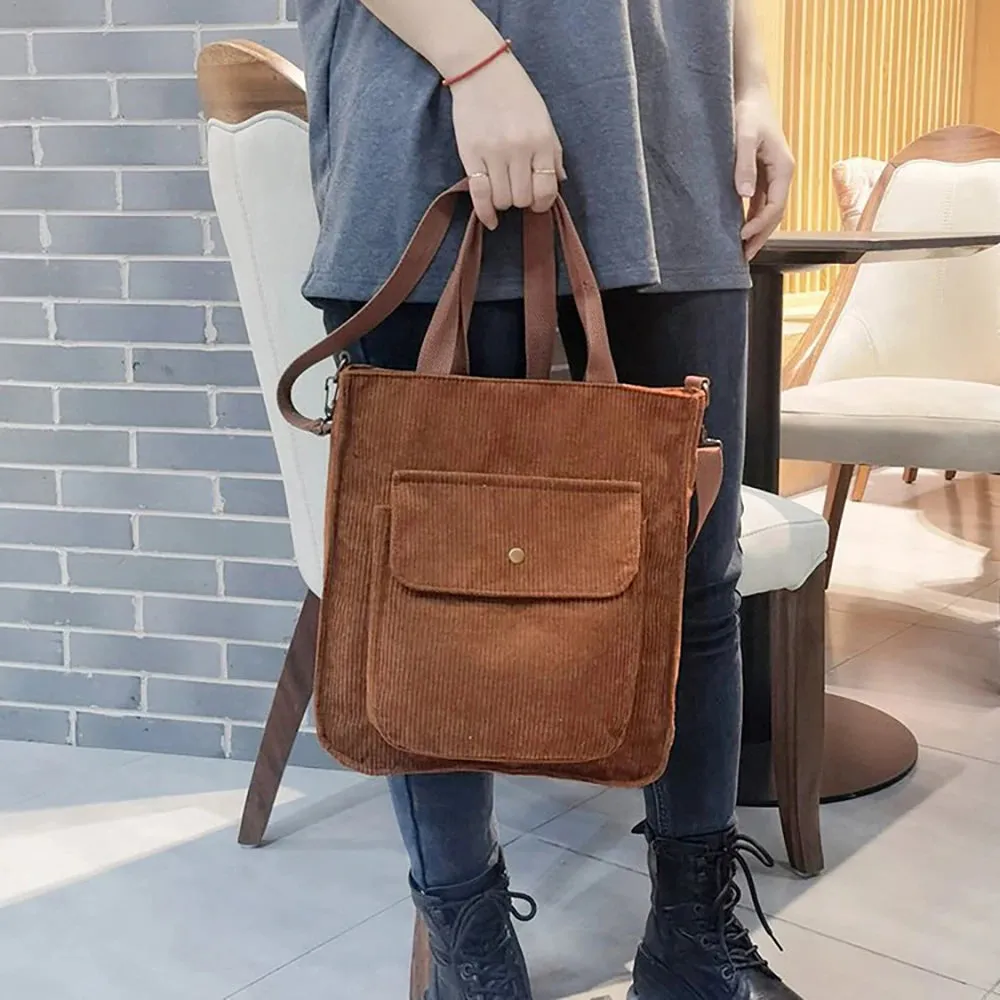Charming Corduroy Cutie 🎀✨ Large Tote for Stylish Adventures! 👜🌼