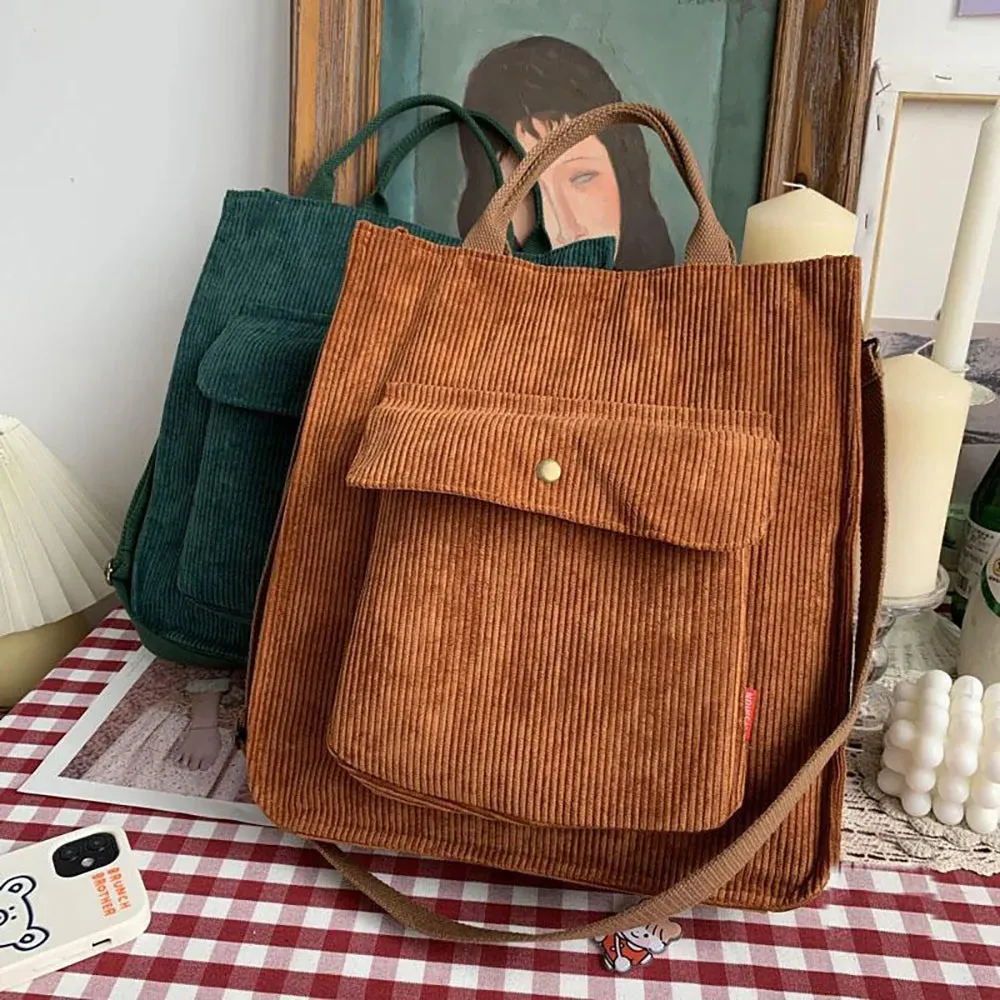 Charming Corduroy Cutie 🎀✨ Large Tote for Stylish Adventures! 👜🌼