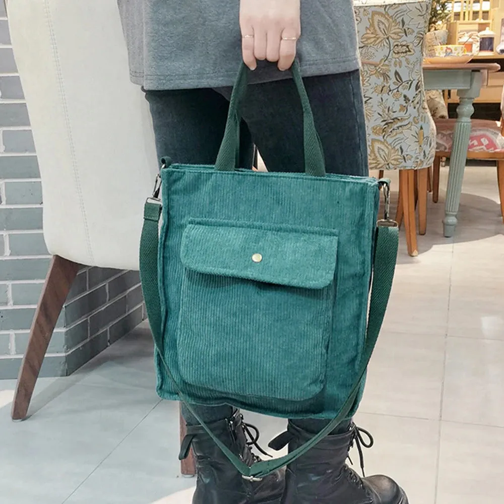 Charming Corduroy Cutie 🎀✨ Large Tote for Stylish Adventures! 👜🌼