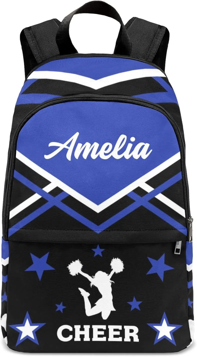 Cheerleader Cheer Blue 1 Personalized Backpack for Teen Boys Girls,Custom Travel Backpack Bookbag Casual Bag Name Gift