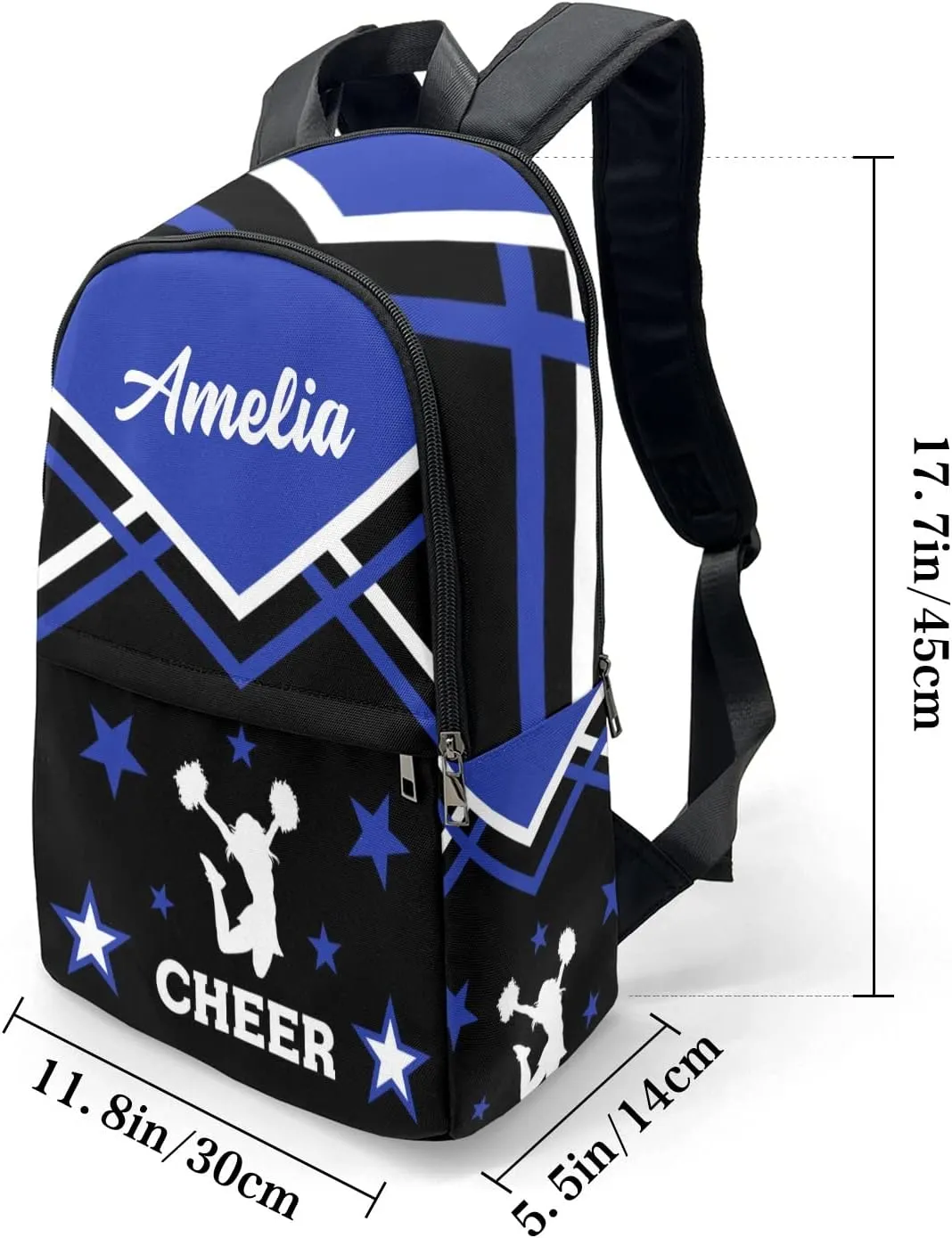 Cheerleader Cheer Blue 1 Personalized Backpack for Teen Boys Girls,Custom Travel Backpack Bookbag Casual Bag Name Gift