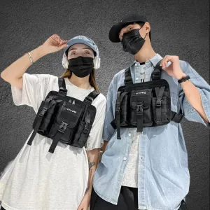 Chest Bag Unisex Tactical Vest Backpacks Sport Travel Chest Pack Black