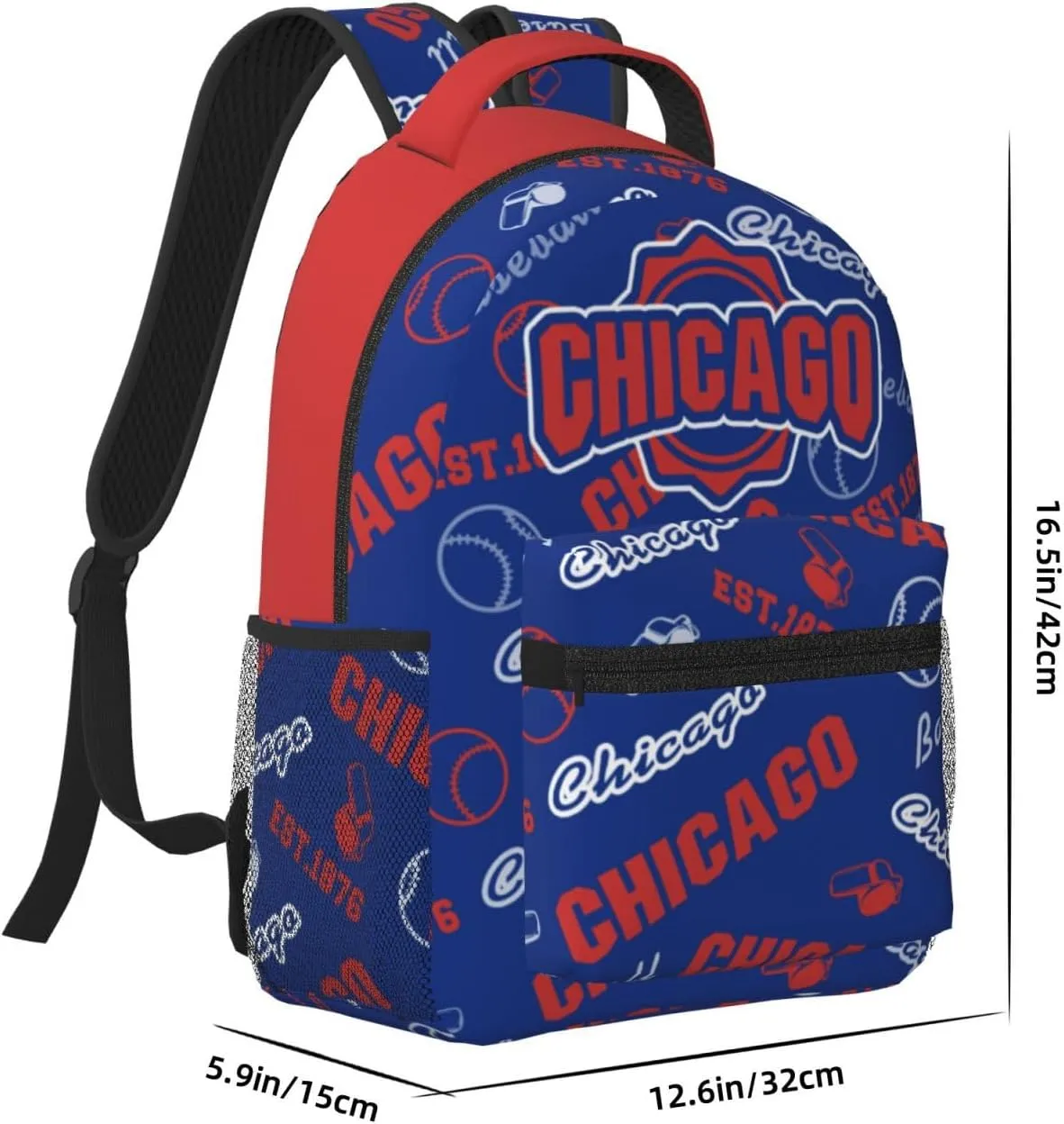 Chicago Backpack for Boys and Girls, Laptop Backpack for Men and Women, Large Capacity Lightning Bookbag Waterproof Adjustable School Bags for Travel Daypack Laptop Sport Bag