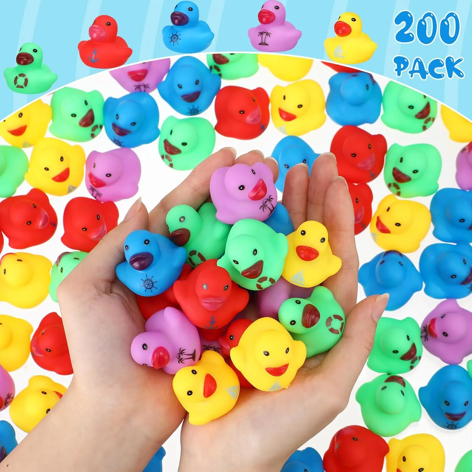 Chivao 200 Pack Cruise Ducks Bulk Mini Rubber Ducks for Cruising Ships Hiding Sailing for Classroom Carnival Birthday Summer Beach Pool Party
